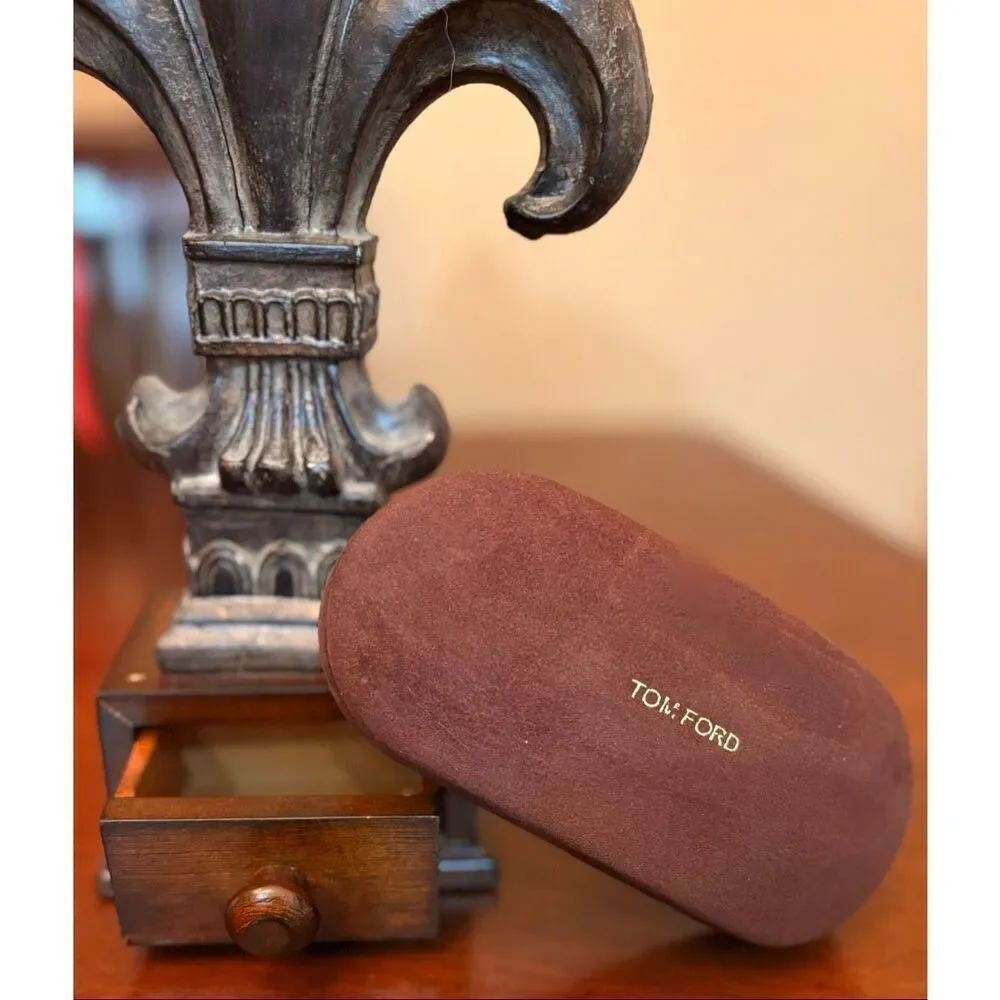 TOM FORD - EUC Brown Suede Hard Clamshell Eyeglasses Case